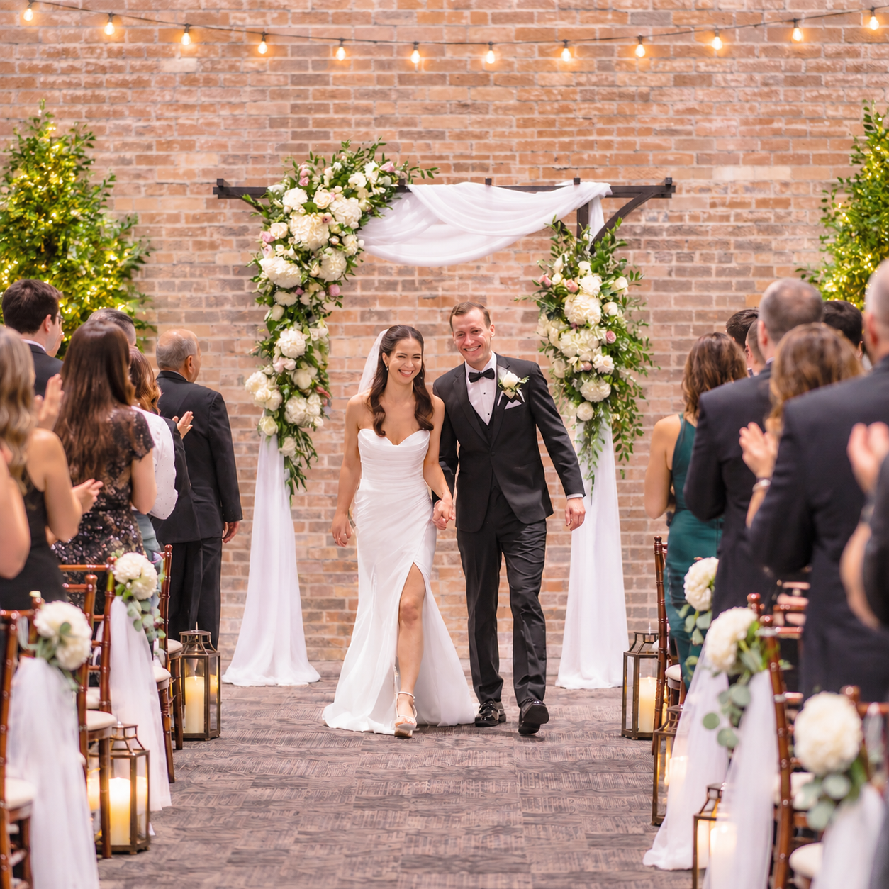 Joyful Newlyweds Down the Aisle.png