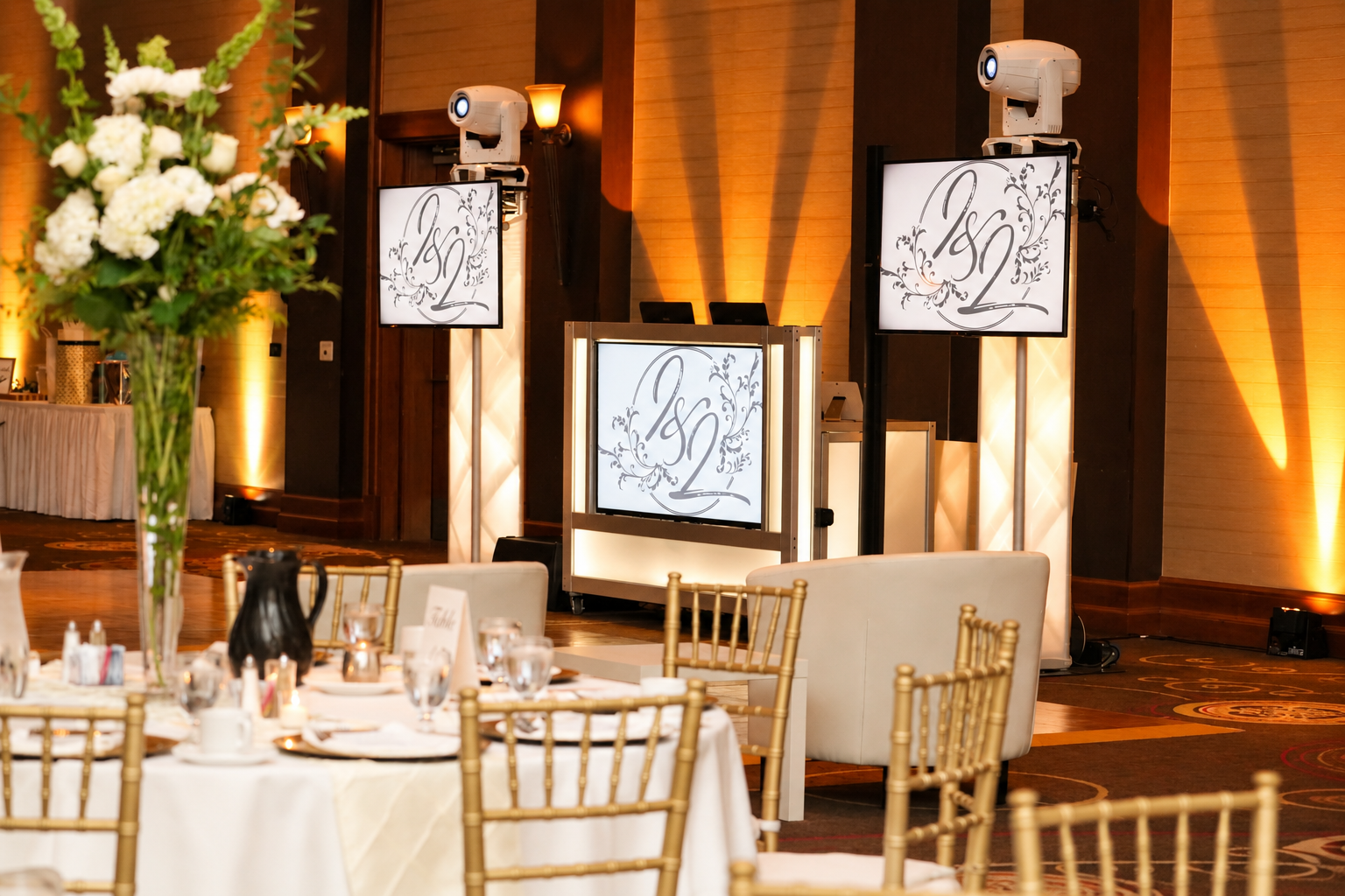 Multi-Media set-up with Monogram and Up-Lighting