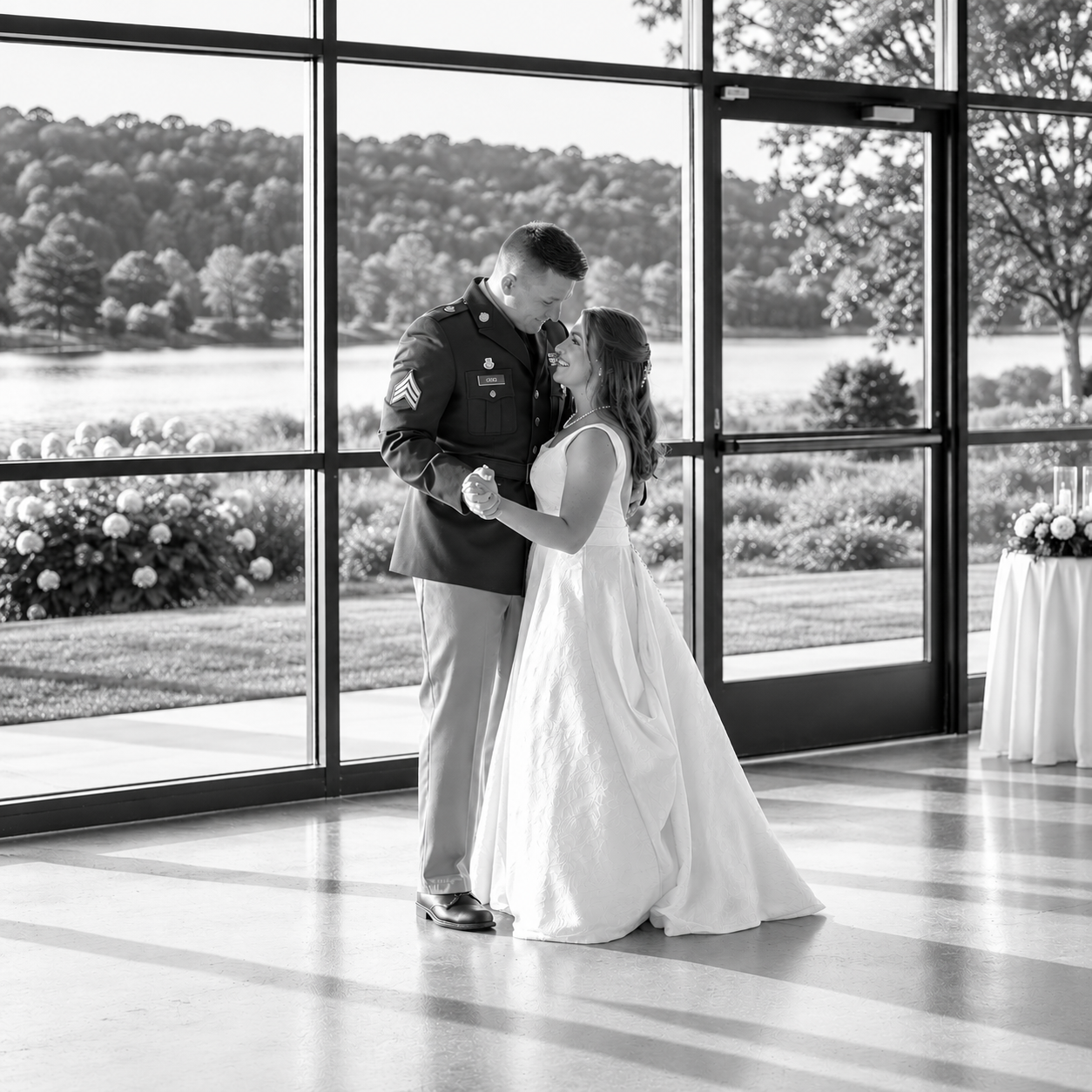 Lakeside Wedding Dance in Monochrome.png