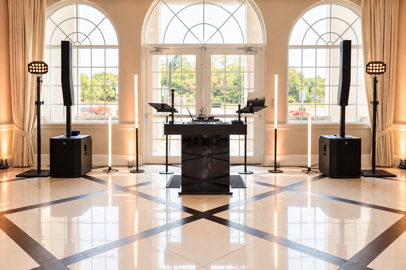THE SIGNATURE EXPERIENCE - 

Perfect for intimate weddings with sophisticated flair.

- 5 hours of DJ performance time
- Professional-grade sound system (ceremony & reception)
- Curated playlist consultation (1-on-1 with the DJ)
- Seamless MC service
