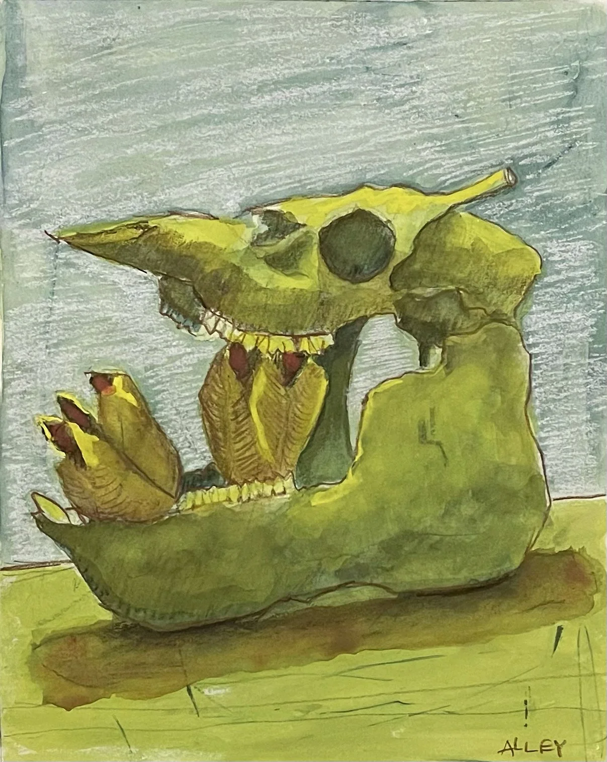 Skull&Seeds, Mixed Media 8x12in