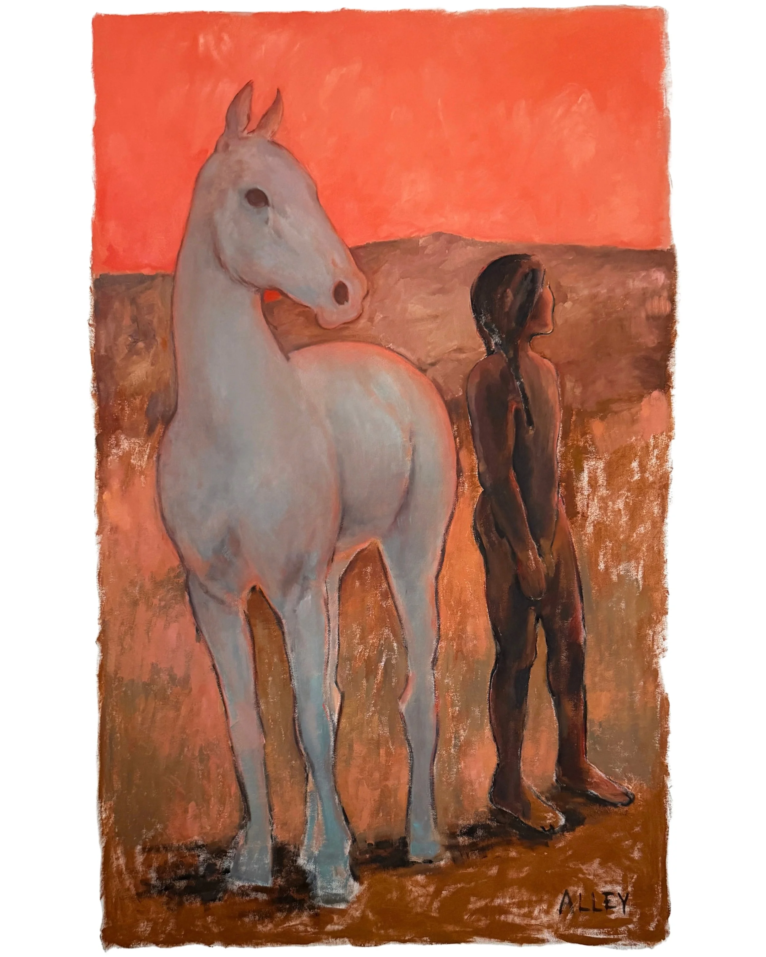 Boy and Horse, Oil on Canvas 48x76in