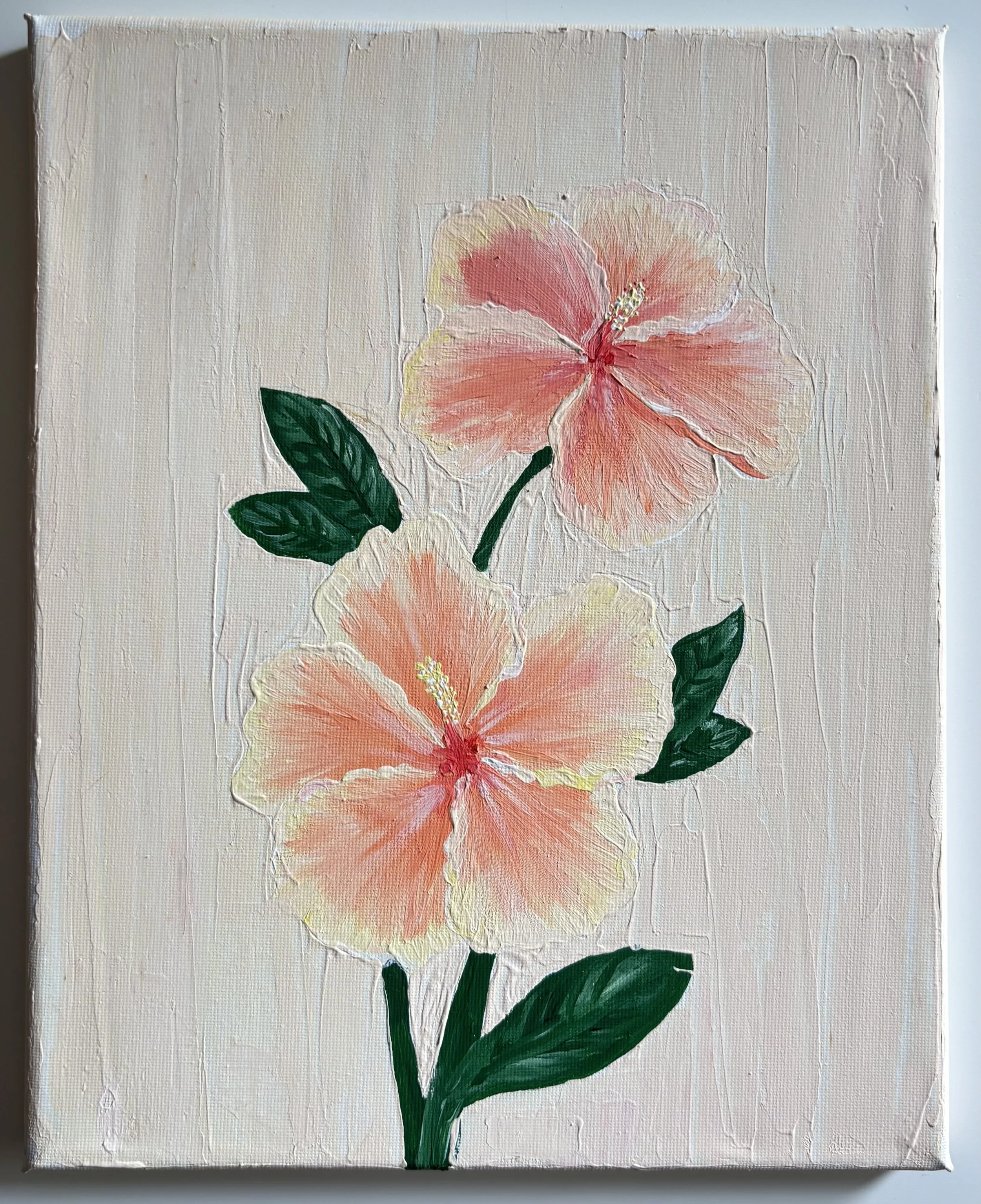 Rosa Hibiskus - Acrylgemälde auf Leinwand