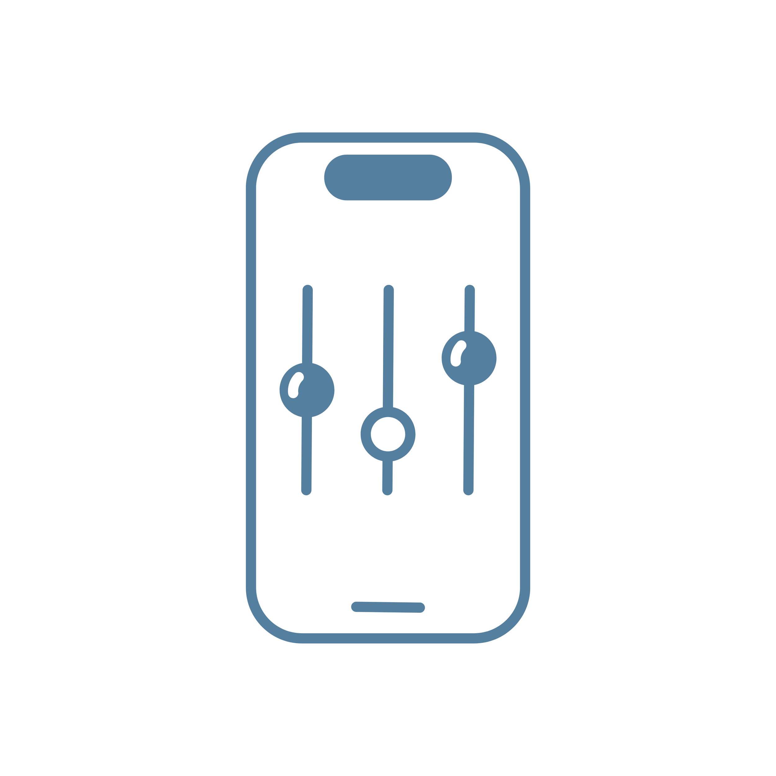 Simple line drawing of a smartphone with a train inside it.