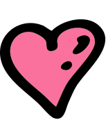 Pink heart with black outline