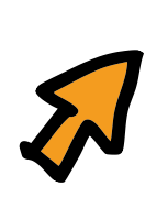 A graphic icon of an upward-pointing arrow in orange with a black outline.