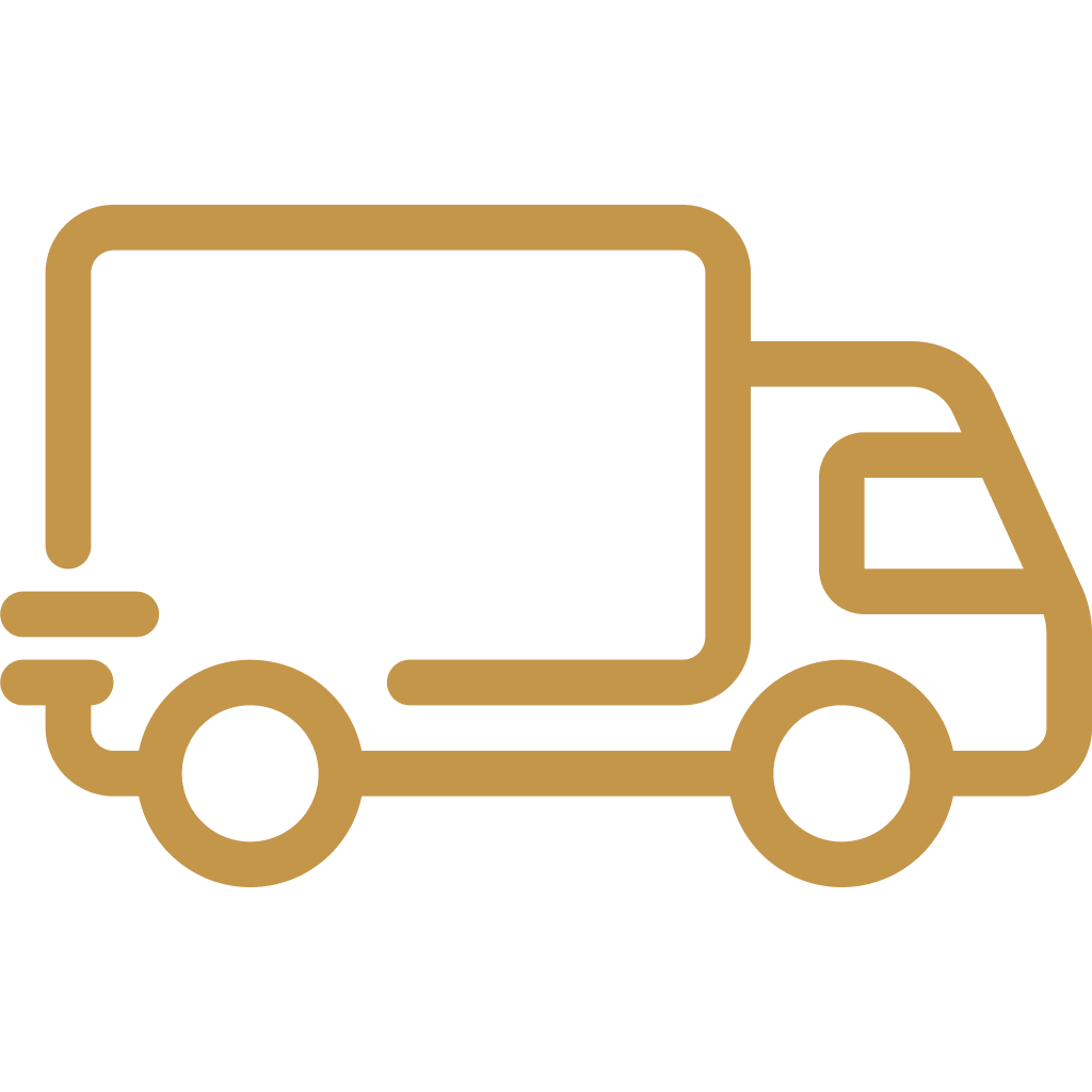Gold delivery truck icon.