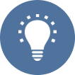 Lightbulb icon on a blue circular background