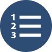 Icon of a numbered list with three lines, numbered 1 to 3