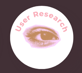 Logo with a stylized eye and the words 'User Research' in pink