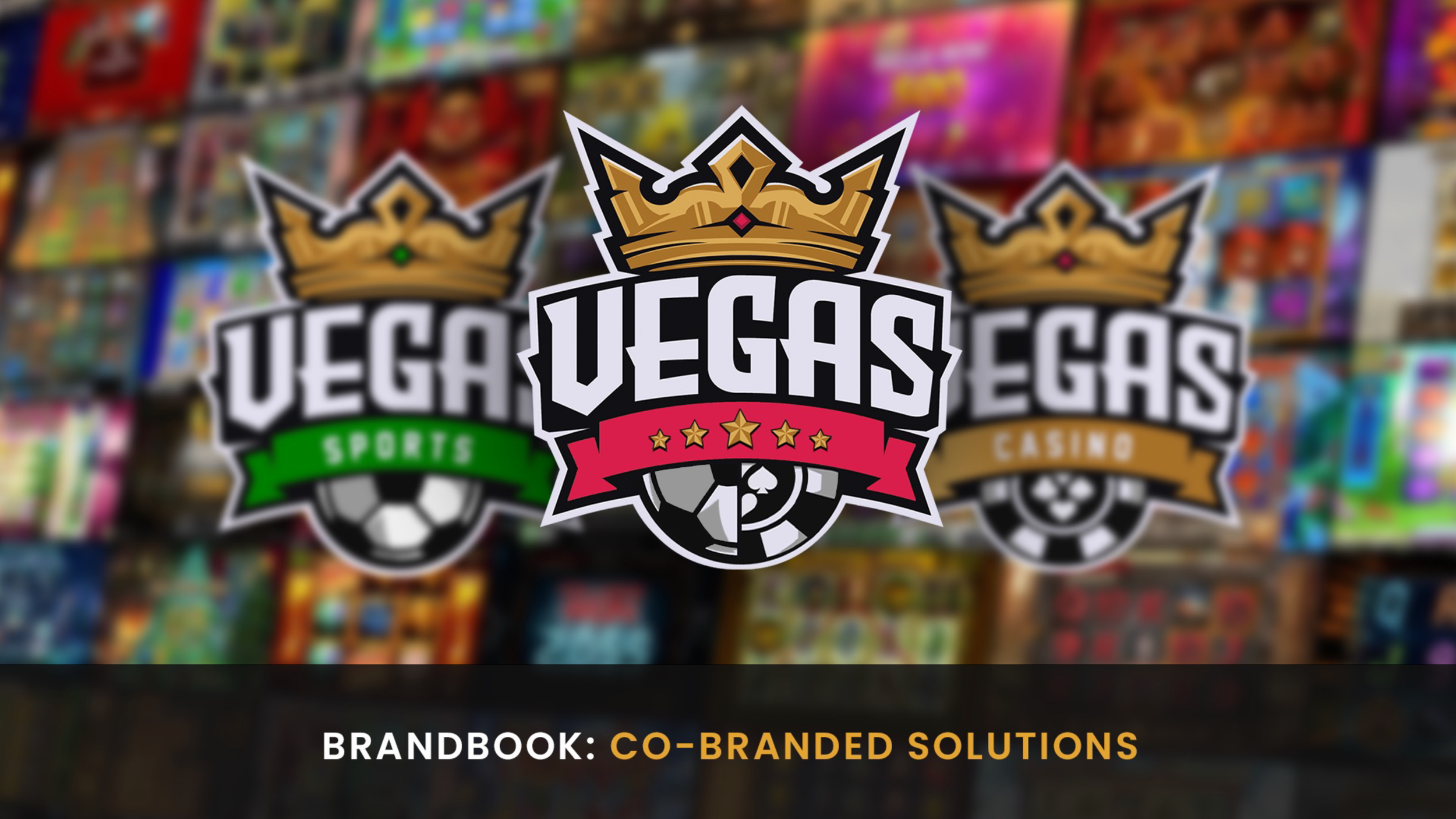 Logo for Vegas EGS, featuring a crown, a soccer ball, and poker symbols with the text 'Vegas EGS' and 'Sports Casino' on a colorful, blurred background.