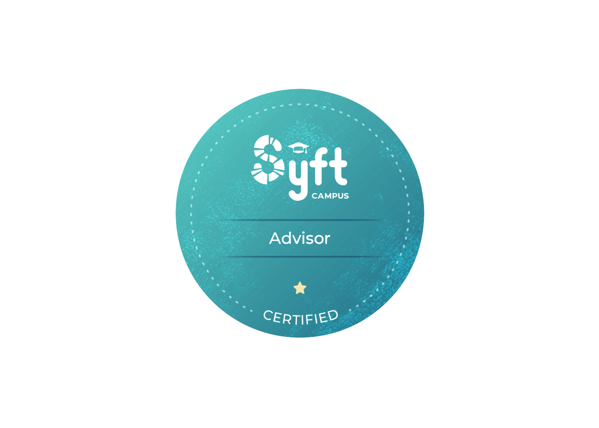 Certificate badge for YTT Campus, indicating certified advisor status.