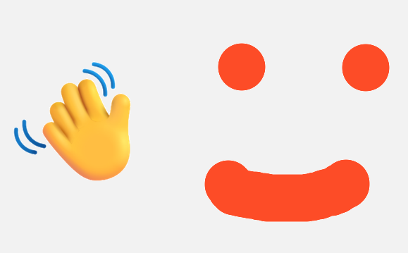 An emoji of a hand waving next to a smiling face emoji.