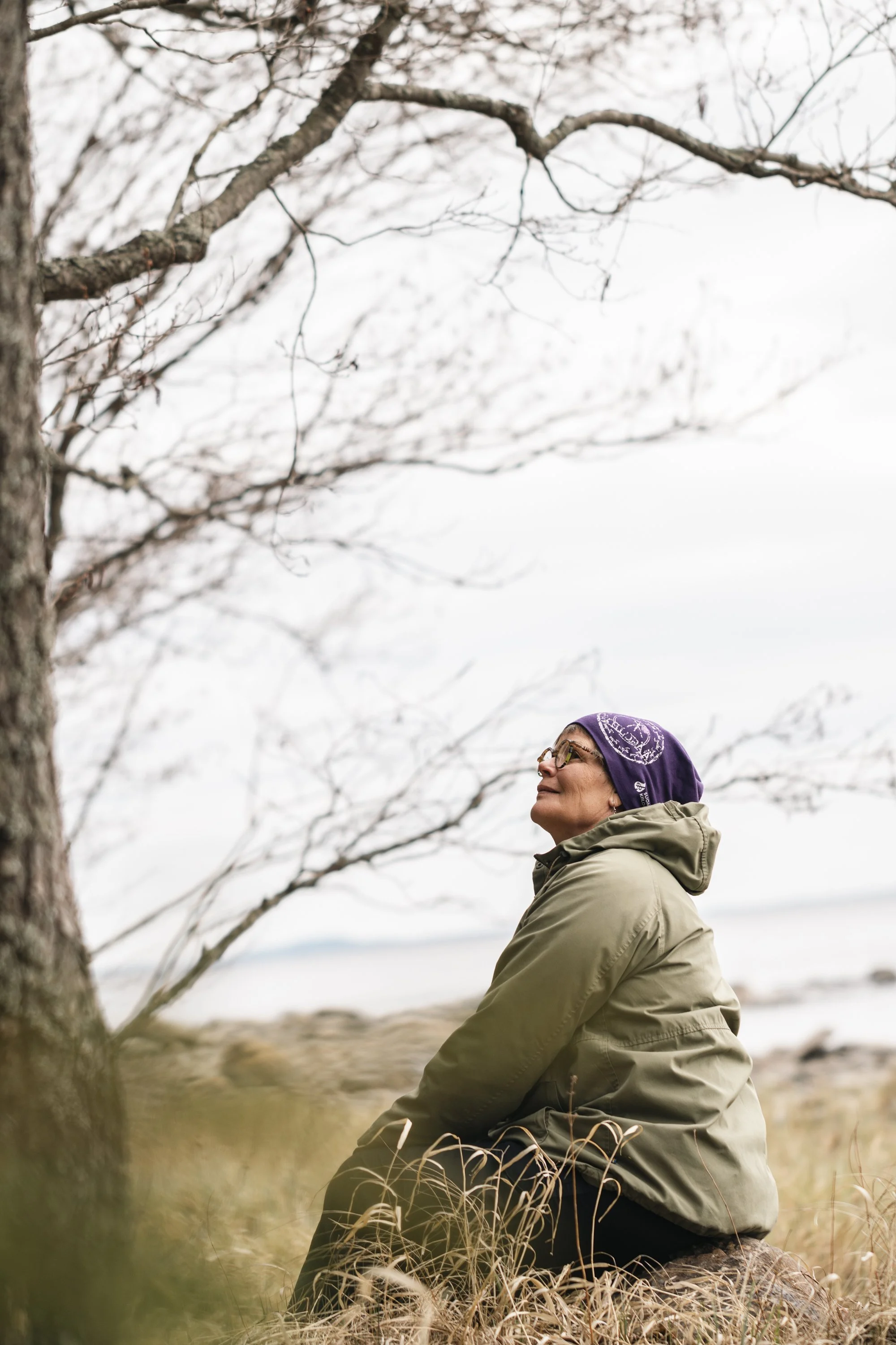 Pirjo Leskinen at Kuhasalo enjoying nature photographed by Karoliina Gavrilov