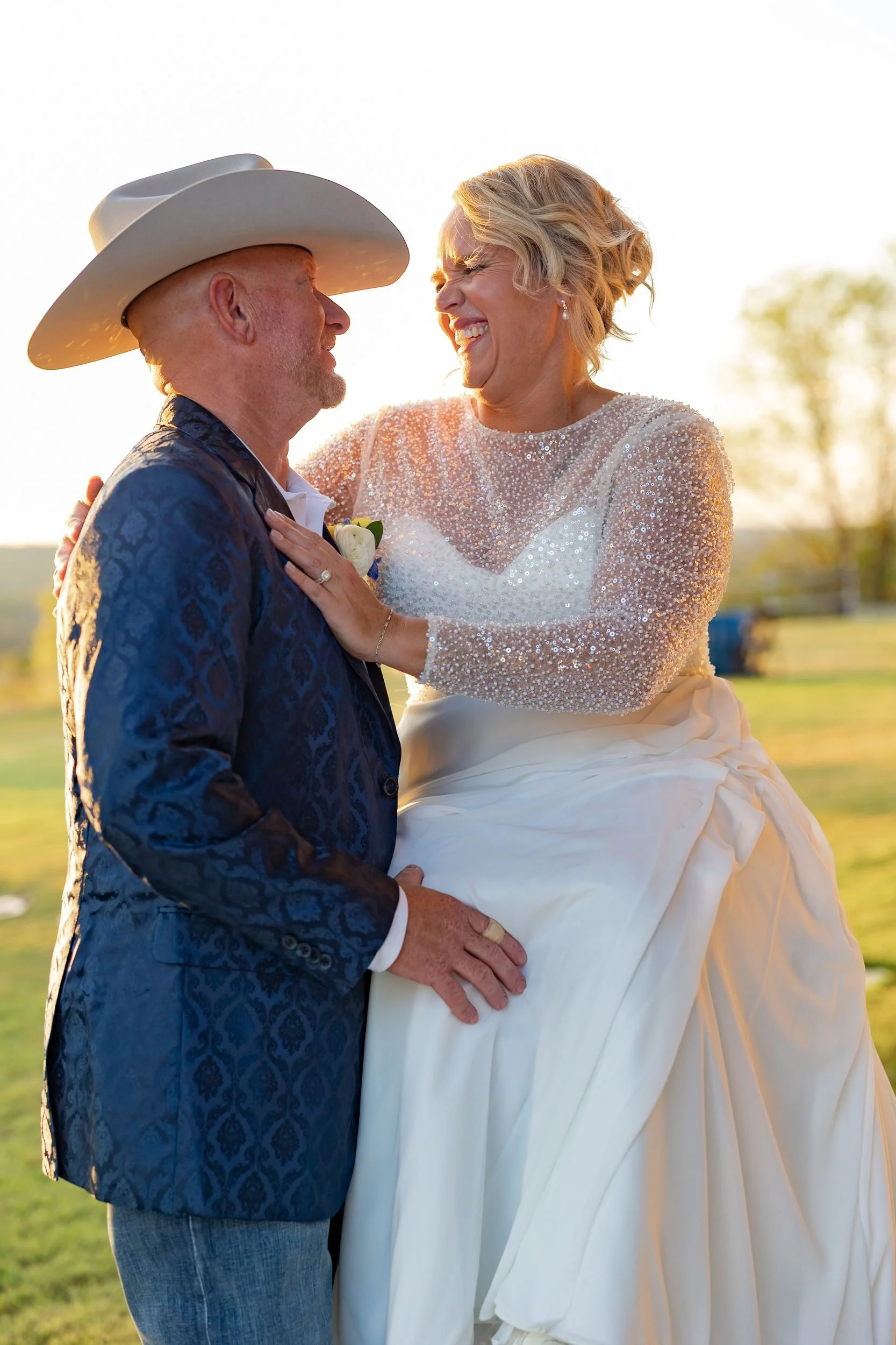Lacey and Jason standing together for wedding portraits at Dove Ridge Vineyard