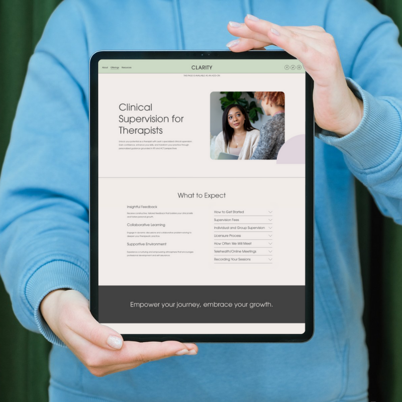 Clarity Website Template for Therapists and Coaches