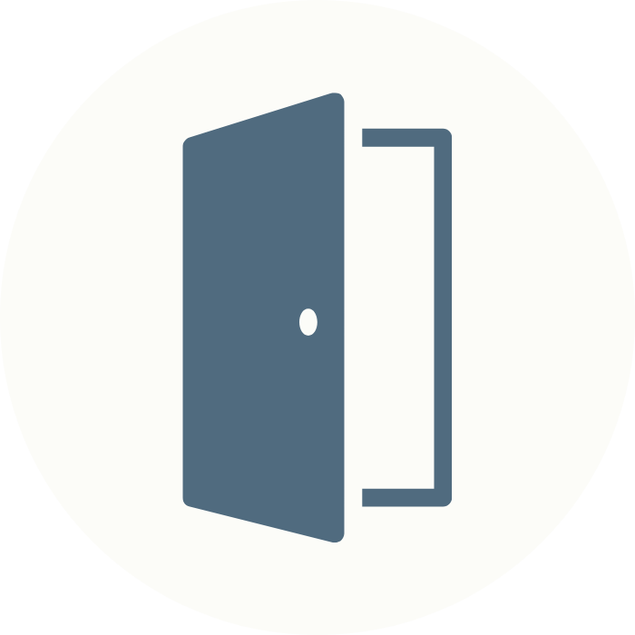 Open door icon with a white background.