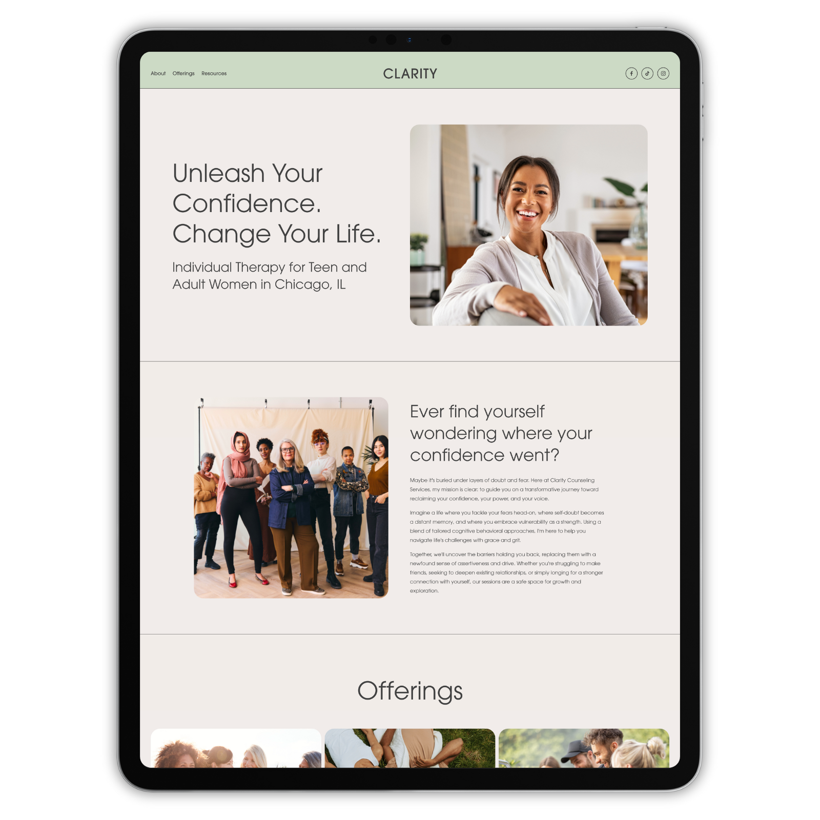 Clarity Website Template for Therapists and Coaches