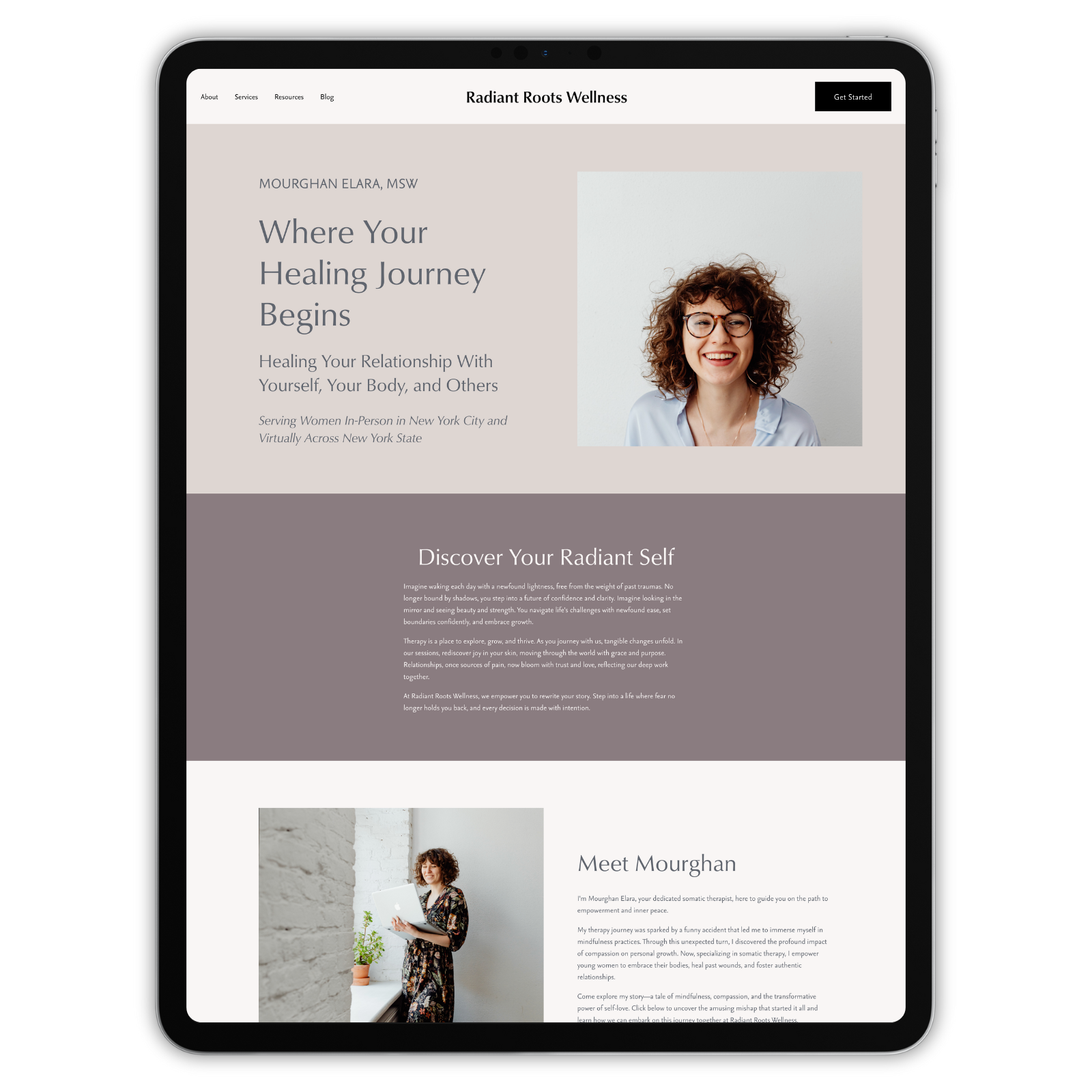 Radiant Roots Website Template for Therapists and Coaches