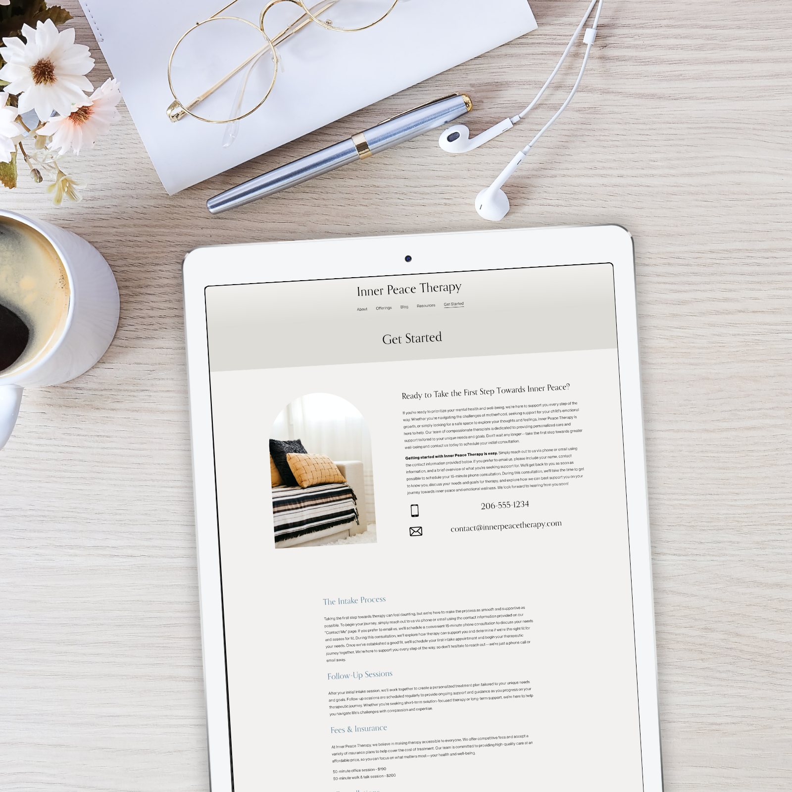 Inner Peace Website Template for Therapists and Coaches