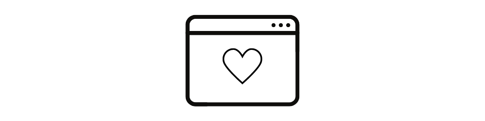 Illustration of a web browser window with three dots in the top right corner on a white background.