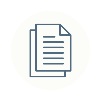 Icon of two overlapping sheets of paper with lines of text.