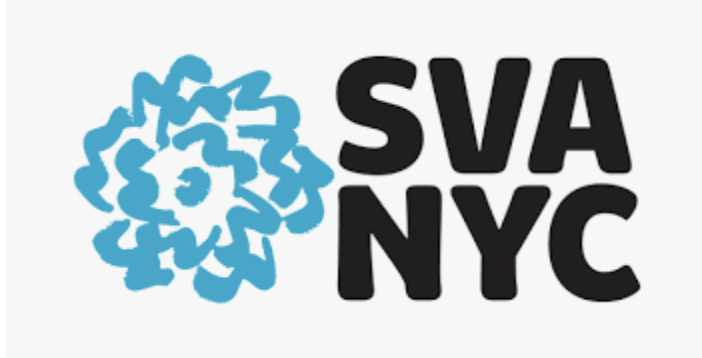 Logo of SVA NYC with abstract blue flower design