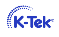 K-Tek logo with blue text and circular dotted design on the left.