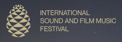 Logo of the International Sound and Film Music Festival with stylized design on a dark background.