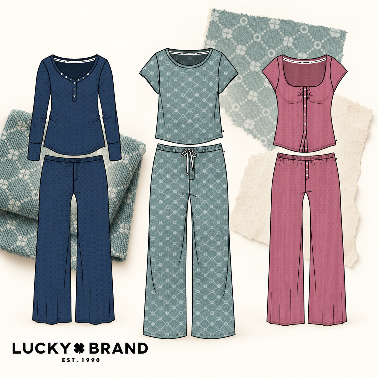 Lucky Brand — Sleepwear & Lounge

Coordinated sleepwear concepts that bring Lucky Brand’s relaxed spirit into everyday comfort. My approach pairs subtle textures and easy silhouettes. Each look has a thoughtful, cohesive execution.