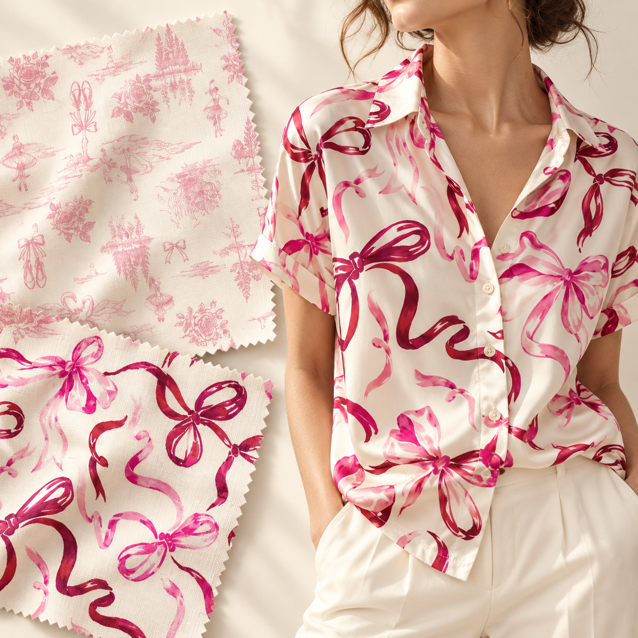 Pink Ribbon Sleepwear
Expressive ribbon motifs elevate relaxed sleepwear, pairing a distinctive print sensibility with thoughtful pattern placement and effortless comfort.