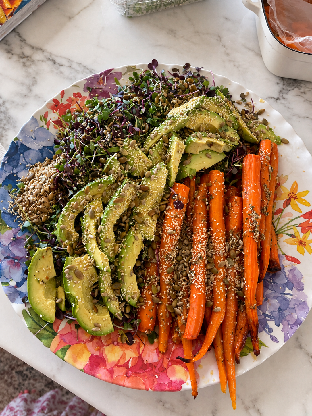 Citrus-Roasted Carrot and Avocado Salad with Crunchy Seeds