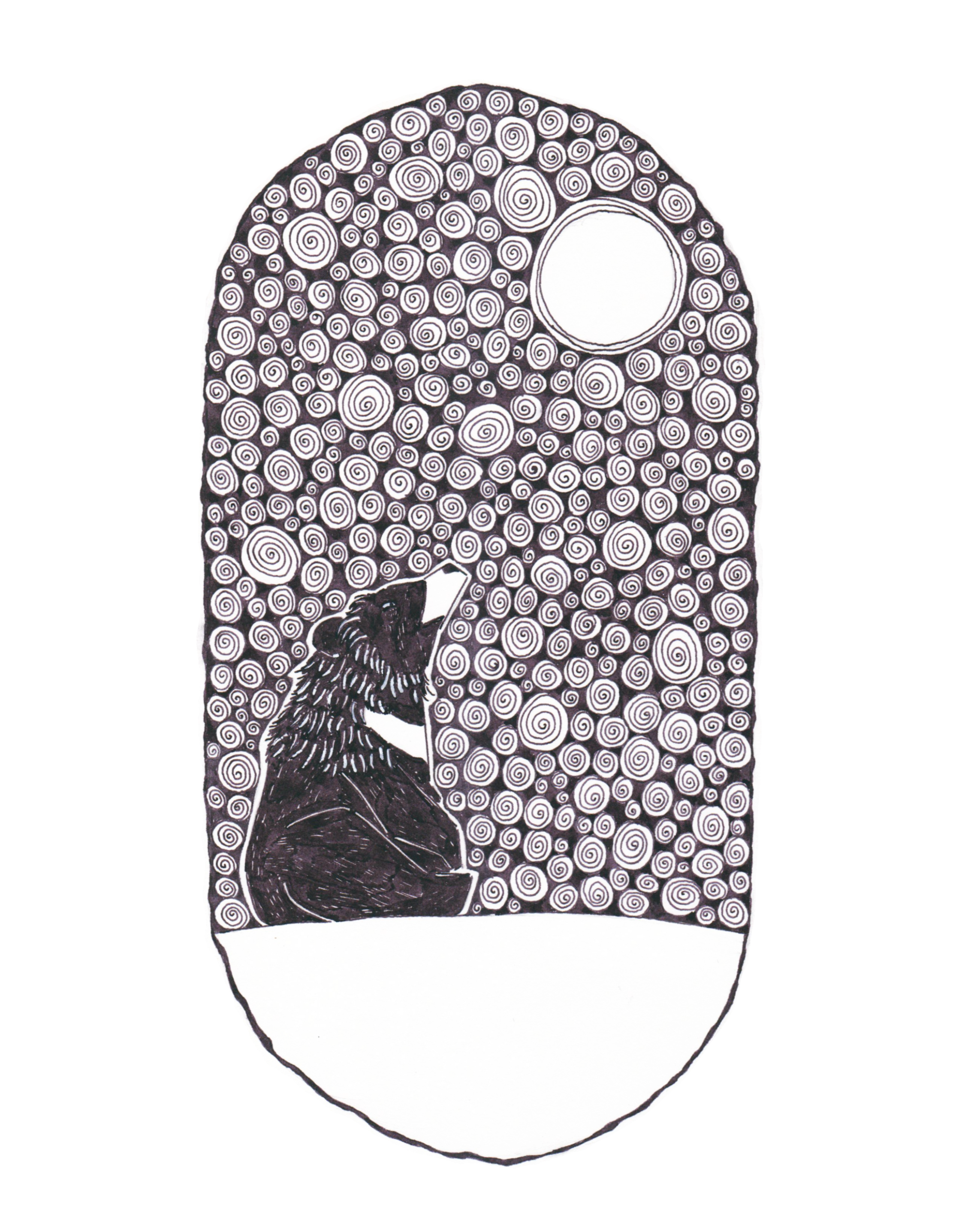 A moon bear looking into the full moon night sky