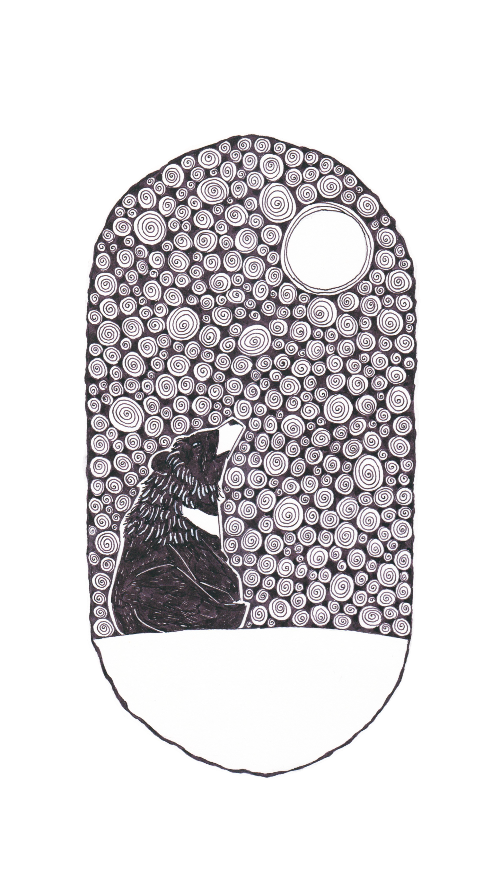 A moon bear in the full moon night sky by Eva Sophia