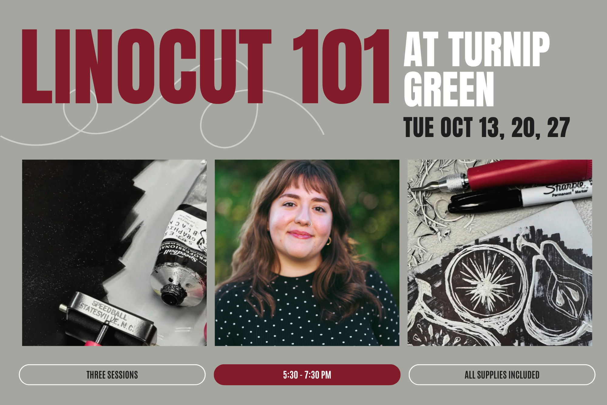 Linocut 101 with Sarah Bogdal - Turnip Green Creative Reuse - Part 3