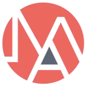 A logo featuring a red circle with a gray outline of a mountain and a small black tent in the center.