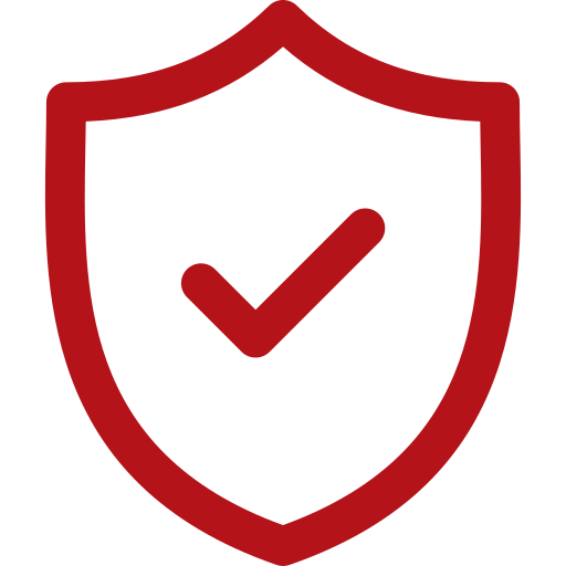 Red shield with checkmark symbolizing safe, dependable senior care and home care services.