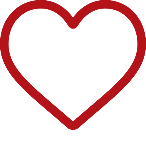 Red heart outline icon representing compassionate senior care and personalized home care services.