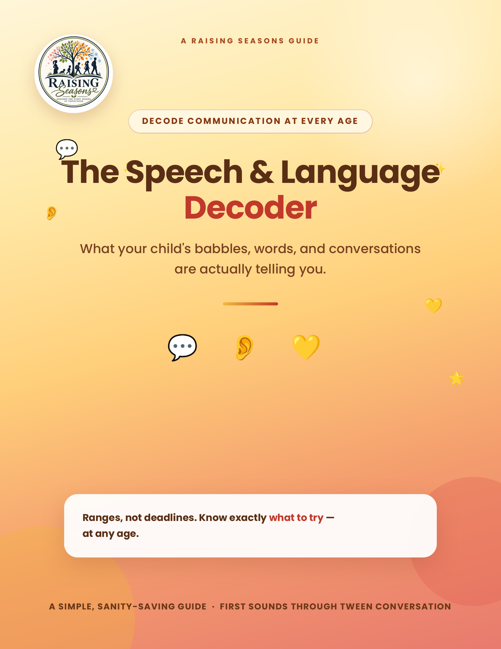 The Speech & Language Decoder guide cover — parenting guide for speech delays
