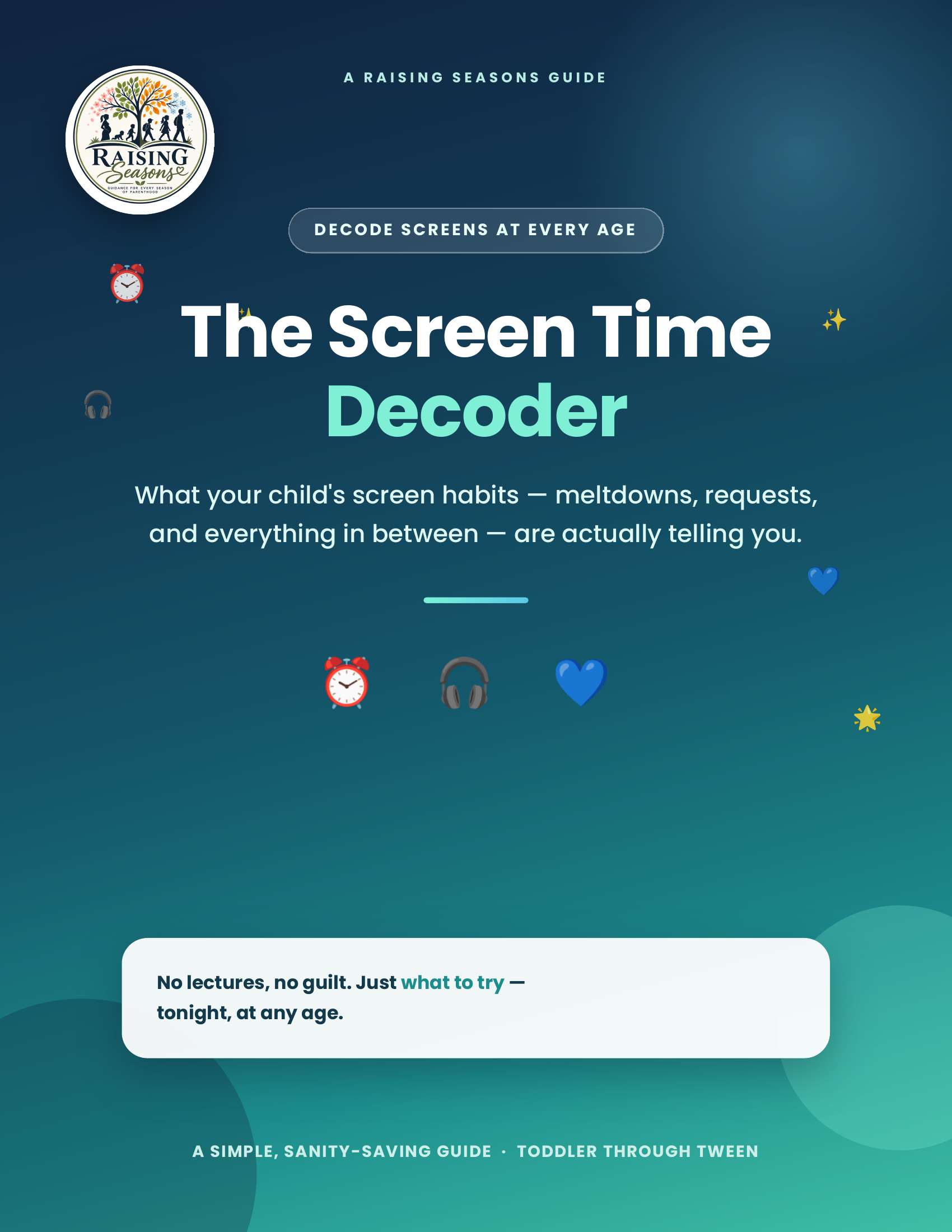 The Screen Time Decoder guide cover — parenting guide for managing screen time
