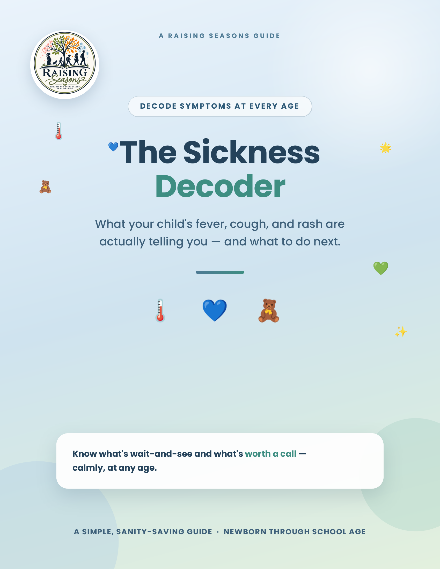 The Sickness Decoder guide cover — parenting guide for childhood illness