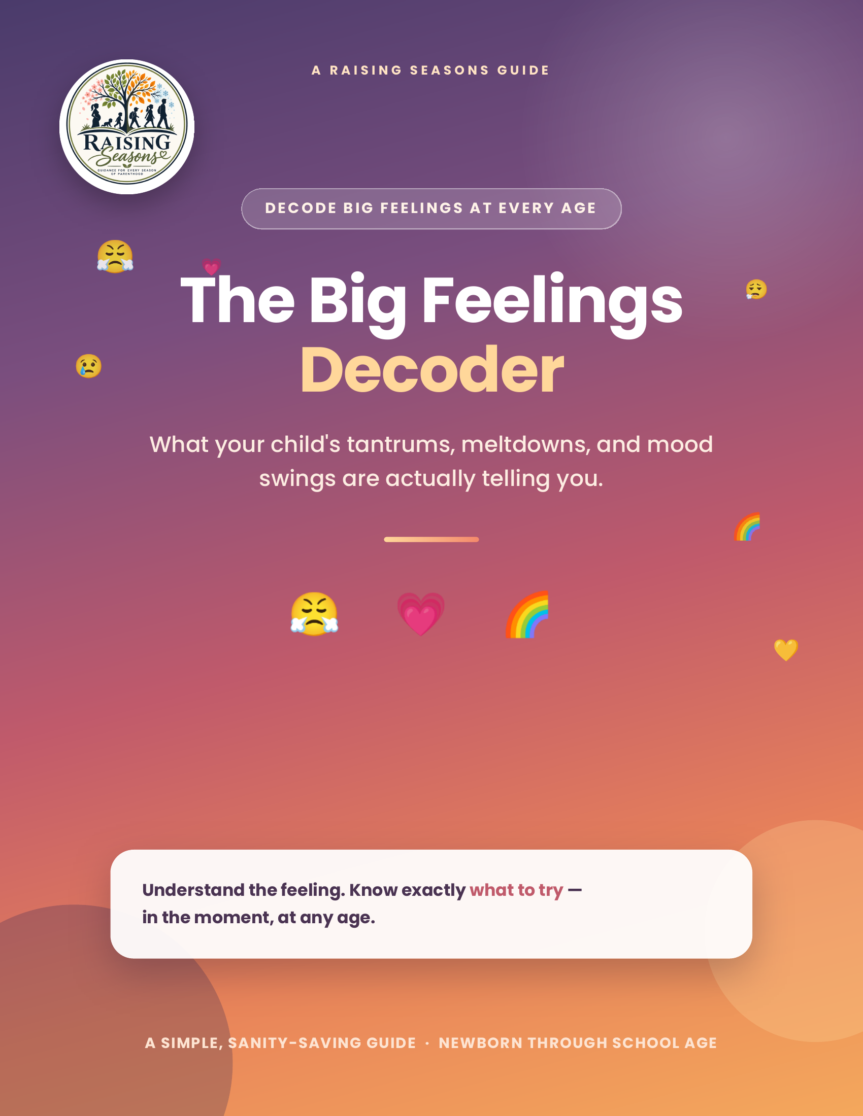 The Big Feelings Decoder guide cover — parenting guide for tantrums and emotions