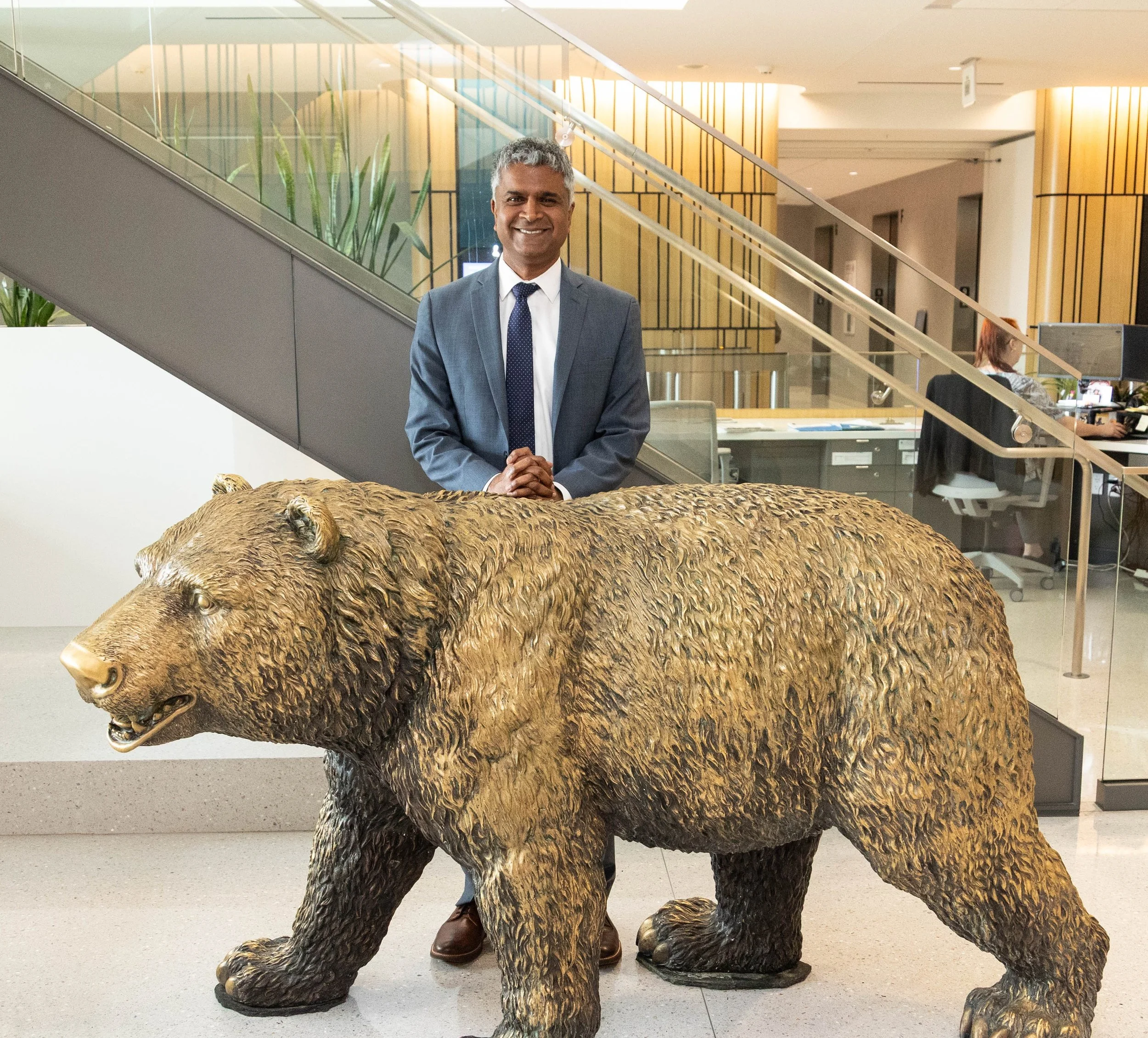 Jith Meganathan with California bear