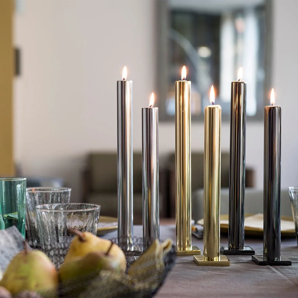 Hypsoé Still Table Candlesticks, Gold, styled in a room