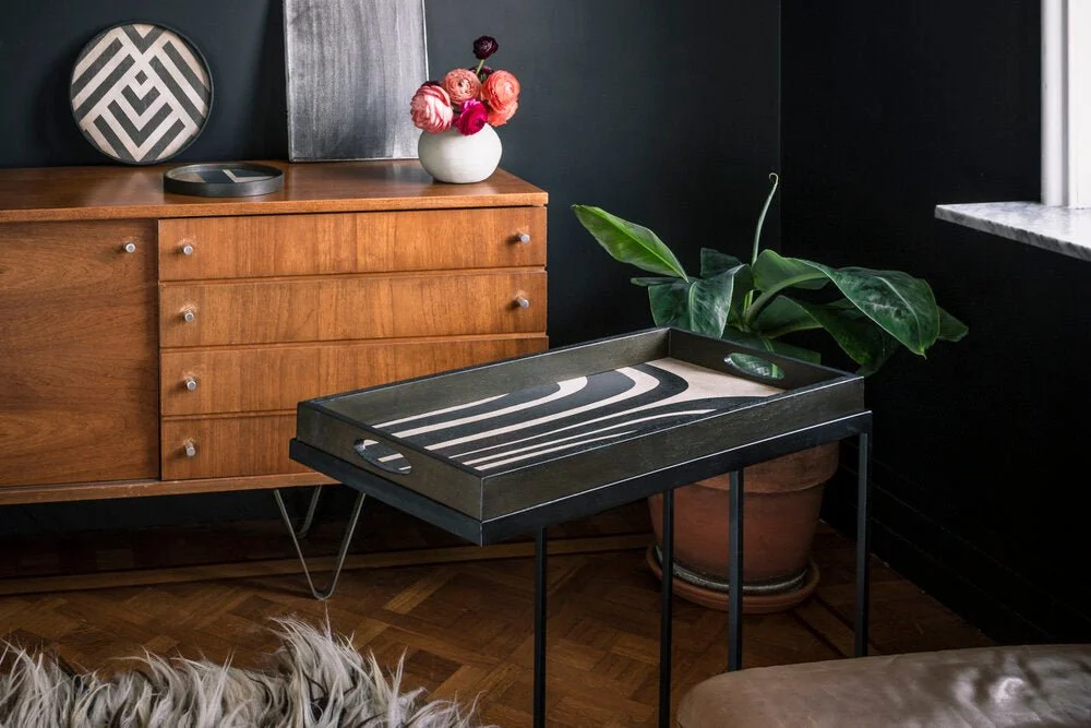 Ethnicraft Graphite Curves Wooden Tray, Medium