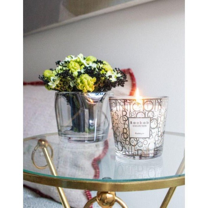 Baobab Collection My First Baobab Candle, Platinum, styled in a room