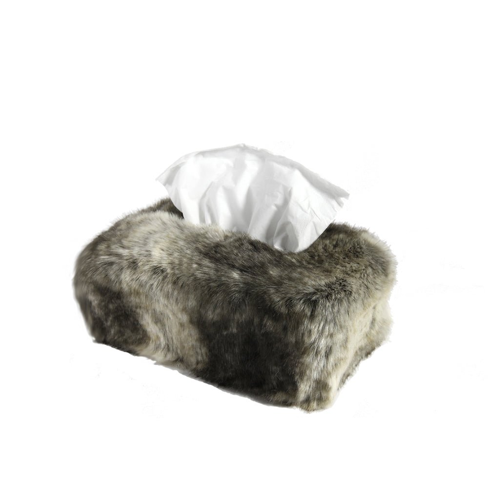 Evelyne Prélonge Rectangle Faux Fur Tissue Box Cover, Monaco, in its gift box