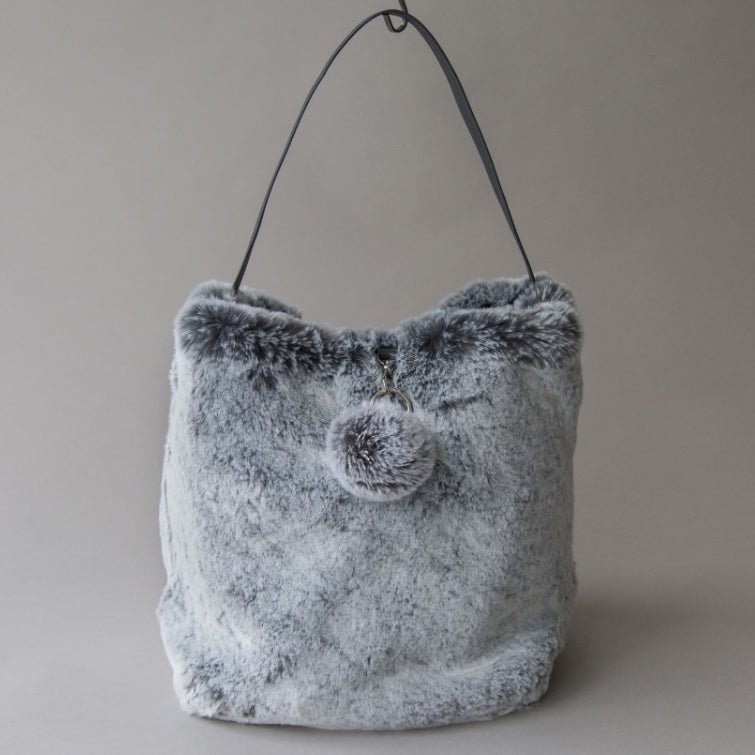 Evelyne Prélonge Large Faux Fur Shoulder Bag, Glacier