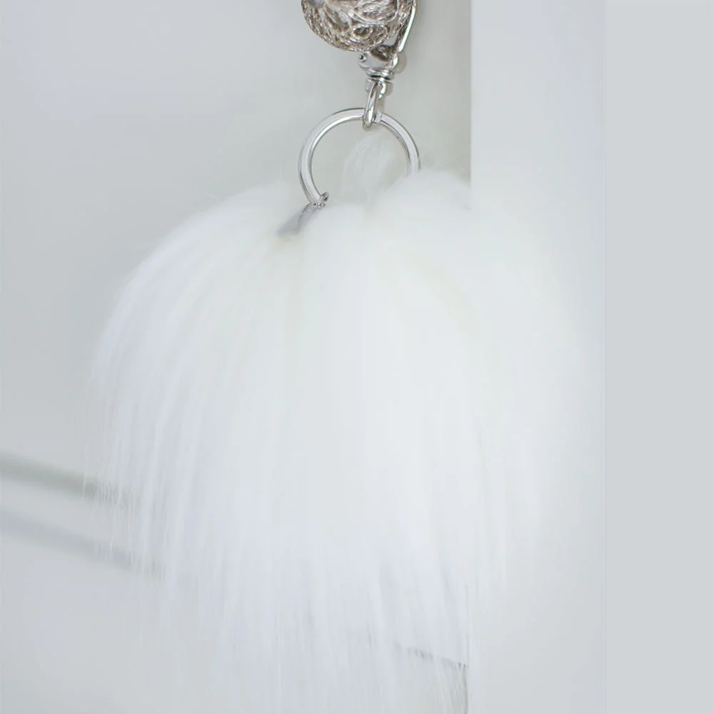 Evelyne Prélonge Faux Fur Pompom Key Chain, Himalaya Ivory