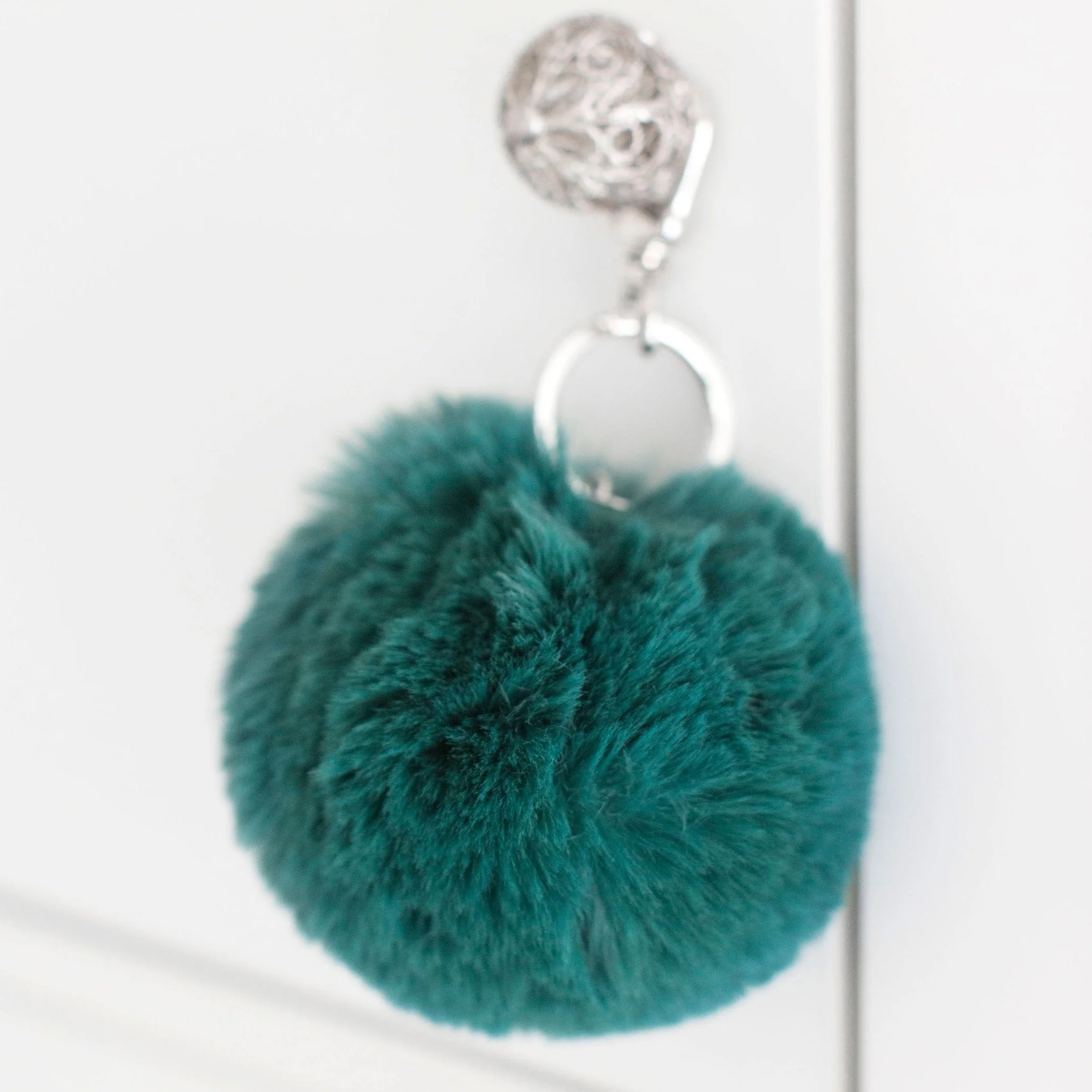 Evelyne Prélonge Faux Fur Pompom Key Chain, Alpine Green